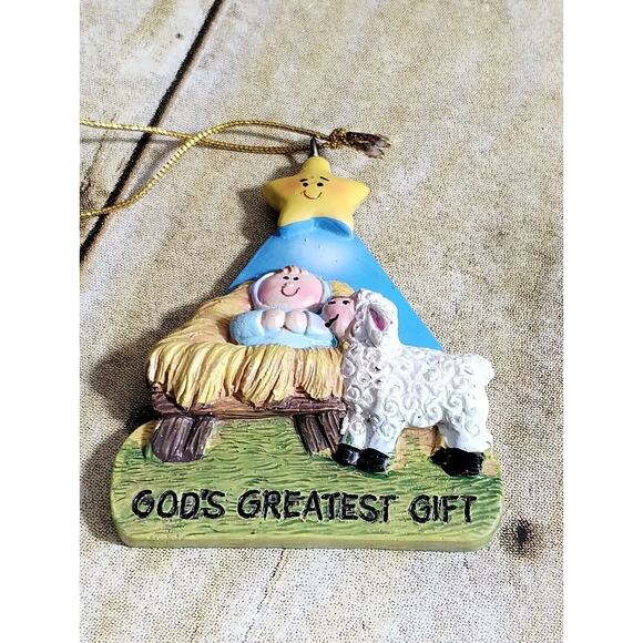 Lot Nativity 3D GODS GREATEST GIFT Baby Jesus Smiling Star Christmas Ornaments - Picture 2 of 4